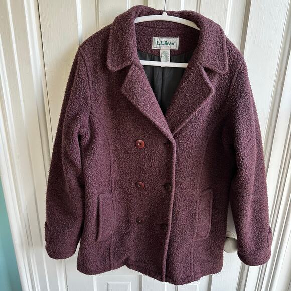 Vintage 80s LL Bean Peacoat Wool Blend Purple - Picture 2 of 8
